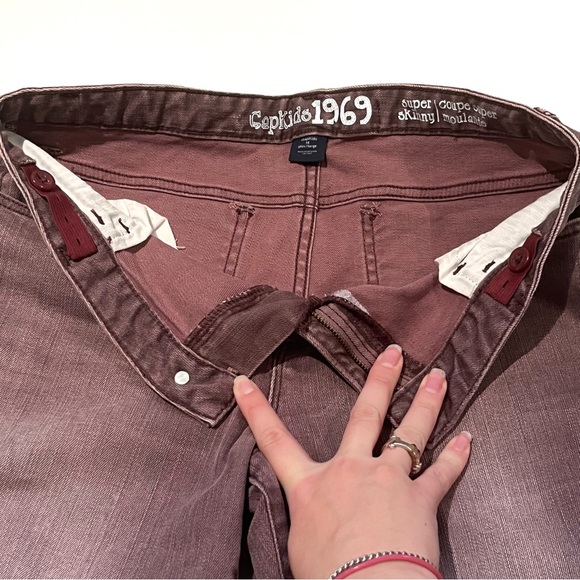 Gap Kids Purple Jeans Girls Size 14 Large Super Skinny Faded Wash Preppy School - Picture 10 of 12